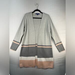 Apt. 9 Long Open Cardigan Sweater Women’s Large Cotton Blend Preppy Academia